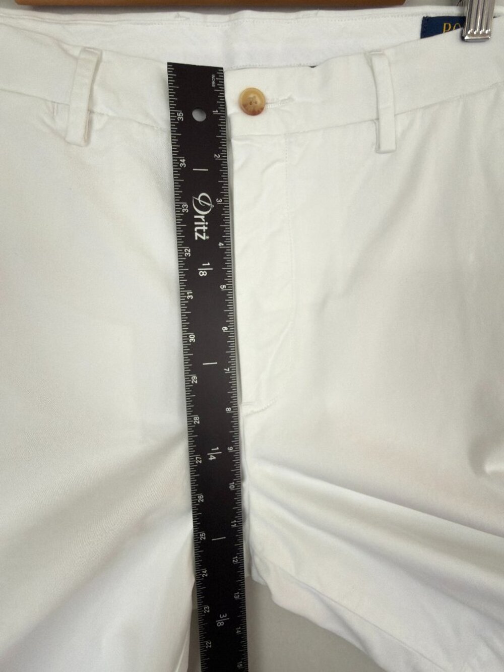 Polo Ralph Lauren Shorts Men 32 White Stretch Classic Fit Flag Embroidered Chino - Picture 12 of 13